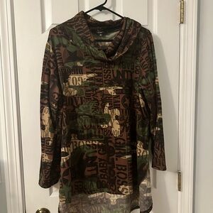 Rogue Collection Women's Camouflage Print Tunic in Green, Brown, Tan